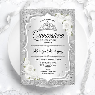 Silver White Quinceanera Kaart