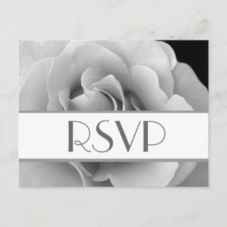 Silver White Rose RSVP Weddenschapskaart Kaartje
