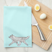 Silver White Siberian Husky Kitchen Towel Theedoek (Quarter Fold)