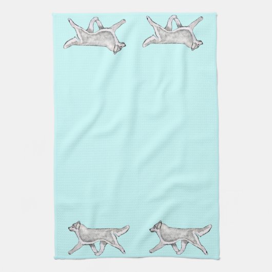 Silver White Siberian Husky Kitchen Towel Theedoek (Verticaal)