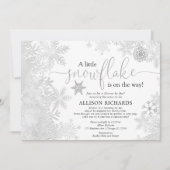 Silver white snewflake Shower by Mail baby shower Kaart (Voorkant)