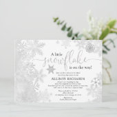 Silver white snewflake Shower by Mail baby shower Kaart (Staand voorkant)