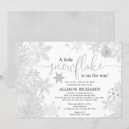 Silver white snewflake Shower by Mail baby shower Kaart