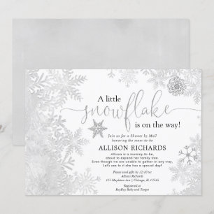 Silver white snewflake Shower by Mail baby shower Kaart