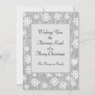 Silver White Snowflake Custom Holiday Kaart