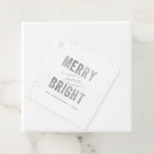 Silver & White Snowflake Merry and Bright Holiday Bedankjes Labels (In situ)