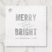 Silver & White Snowflake Merry and Bright Holiday Bedankjes Labels (Voorkant)