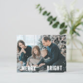 Silver & White Snowflake Merry and Bright Holiday Feestdagenkaart (Staand voorkant)