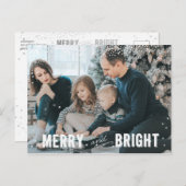 Silver & White Snowflake Merry and Bright Holiday Feestdagenkaart (Voorkant / Achterkant)