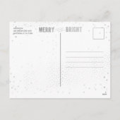 Silver & White Snowflake Merry and Bright Holiday Feestdagenkaart (Achterkant)