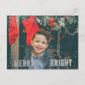 Silver & White Snowflake Merry and Bright Holiday Feestdagenkaart (Voorkant)