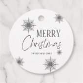 Silver White Snowflake-script kerst Bedankjes Labels (Voorkant)