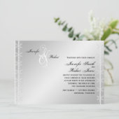 Silver White Snowflake Winter Weddenschap Kaart (Staand voorkant)