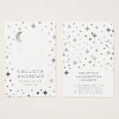 Silver White Star Moon Earring Ketting Display Visitekaartje (Voorkant /achterkant)