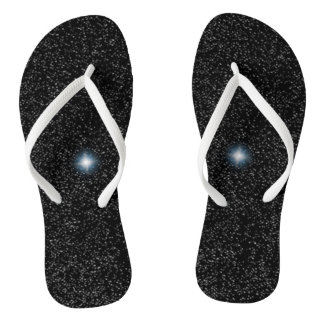 Silver White Stars en Flash op zwarte Teenslippers