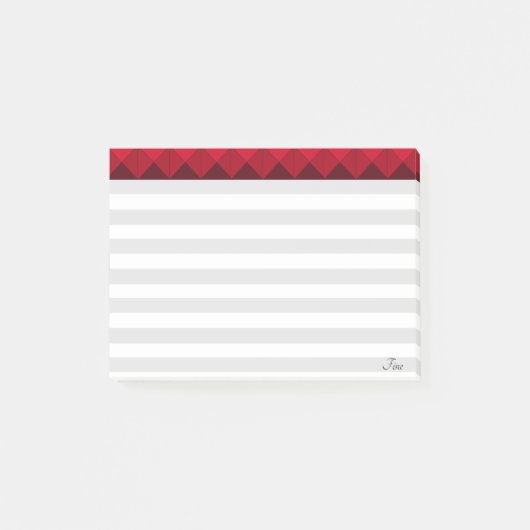 Silver & White Striped & Burgundy Header Post-it® Notes (Voorkant)