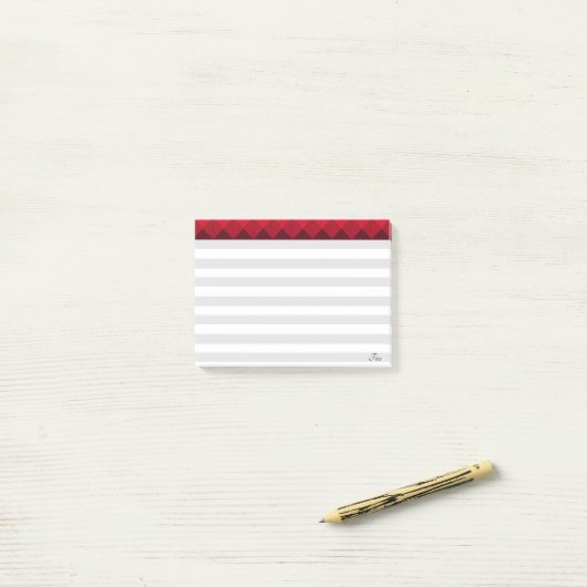 Silver & White Striped & Burgundy Header Post-it® Notes (Op bureau)