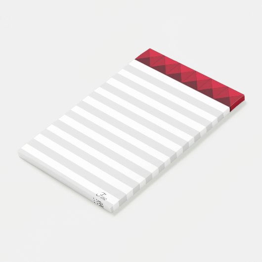 Silver & White Striped & Burgundy Header Post-it® Notes (Schuin)