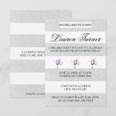 Silver & White Stripes-3x5 vrijgezellenuitnodiging Kaart (Voorkant / Achterkant)