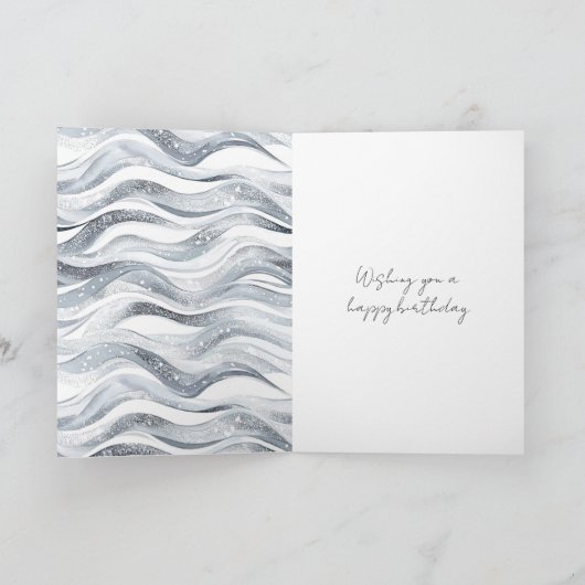 Silver White Waves Verjaardag Kaart (Binnen)