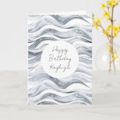 Silver White Waves Verjaardag Kaart (Gele Bloem)