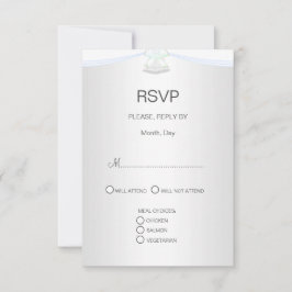 Silver White Wedding RSVP Kaartje