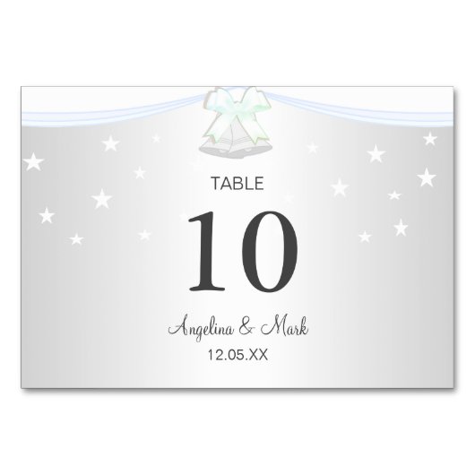 Silver White Wedding Table Kaart (Voorkant)