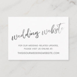 Silver White Wedding Website & Save the Date Card Visitekaartje