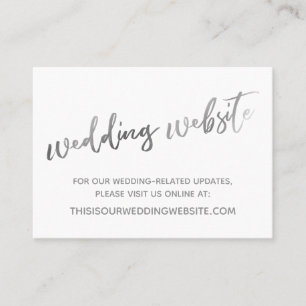 Silver White Wedding Website & Save the Date Card Visitekaartje