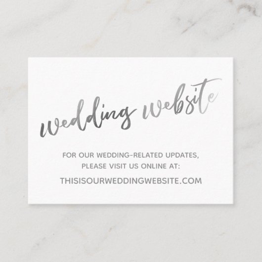 Silver White Wedding Website & Save the Date Card Visitekaartje (Voorkant)