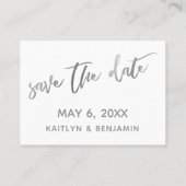 Silver White Wedding Website & Save the Date Card Visitekaartje (Achterkant)