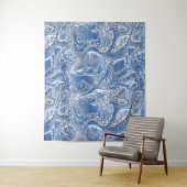 Silver White, wit, blauw, marmerpatroon Wandkleed (In situ)