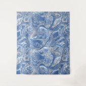 Silver White, wit, blauw, marmerpatroon Wandkleed (Voorkant)