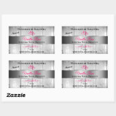 Silver White Wood Grain Product Labels roze harten (Vel)
