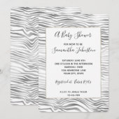 Silver White Zebra Print Baby shower Kaart (Voorkant / Achterkant)