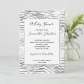 Silver White Zebra Print Baby shower Kaart (Staand voorkant)