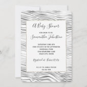 Silver White Zebra Print Baby shower Kaart (Voorkant)
