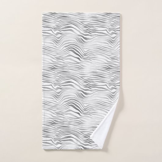 Silver White Zebra Print Bad Handdoek (Handdoek)