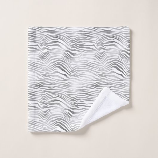 Silver White Zebra Print Bad Handdoek (Wasdoekje)