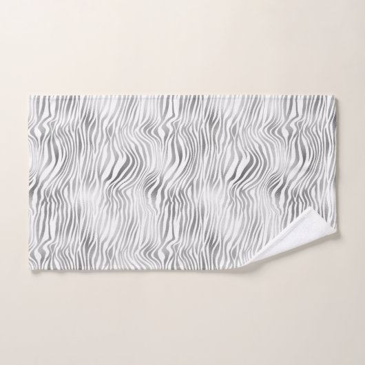 Silver White Zebra Print Bad Handdoek (Handdoek)
