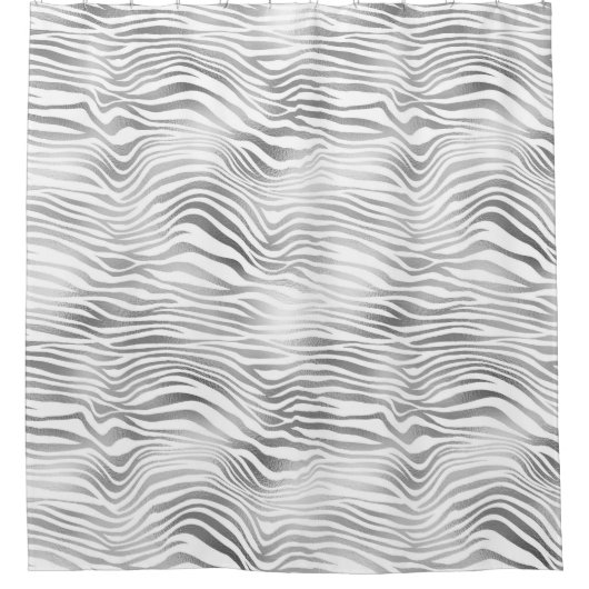 Silver White Zebra Print Douchegordijn (Voorkant)