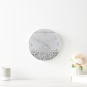 Silver White Zebra Print Glam Sequins Glitter Ronde Klok (Huis)