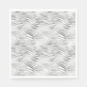 Silver White Zebra Print Servet