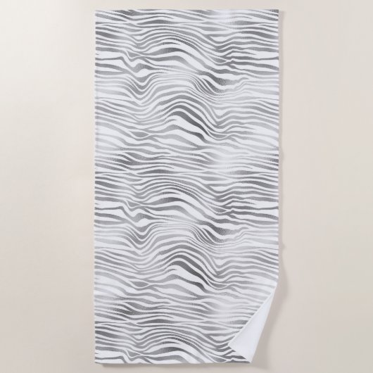 Silver White Zebra Print Strandlaken (Voorkant)