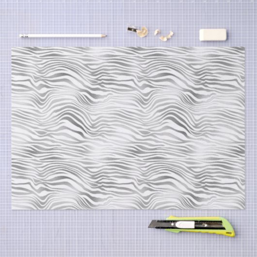 Silver White Zebra Print Tissuepapier (Craft)