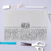 Silver White Zebra Sparkle Glam Monogram Initiaal Tissuepapier (Craft)