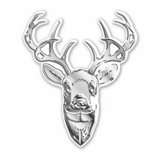 Silver Whitetail Deer over de afdruk van koolstofv Sticker (Voorkant)