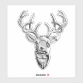 Silver Whitetail Deer over de afdruk van koolstofv Sticker (Vel)