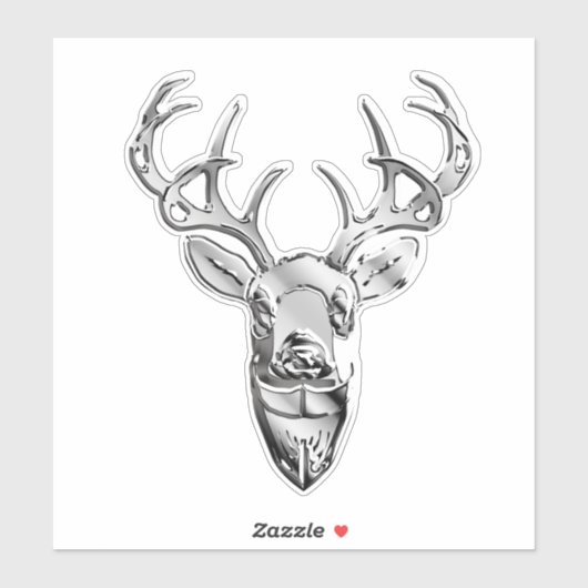 Silver Whitetail Deer over de afdruk van koolstofv Sticker (Vel)