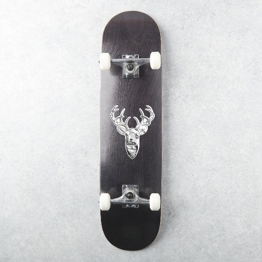 Silver Whitetail Deer over de afdruk van koolstofv Sticker (Skateboard)